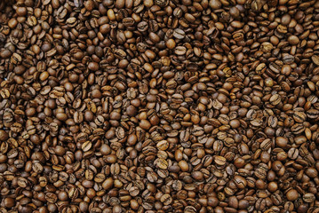 Background of coffee roasted brown beans