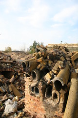 pile of old rusty pipes