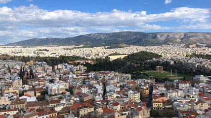 View to the Ancient Temple of Zeus, Olympeion and to the city from view point.