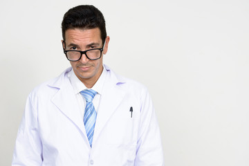 Portrait of mature handsome man doctor with eyeglasses