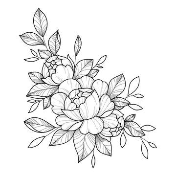 Hand drawing flower for greeting card, invitation, Henna drawing and tattoo template. Vector illustration