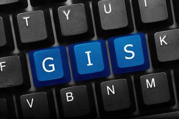 Three keys conceptual keyboard - GIS blue keys