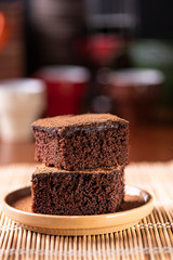 Chocolate cake in pieces 