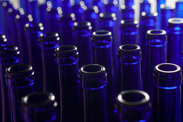  production of blue wine bottles