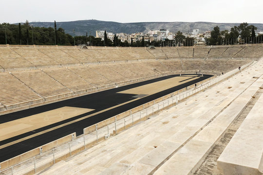 Athens, Greece - March 17, 2018: The Panathenaic Stadium also known as Kalimarmaro is a multi purpose stadium in Athens, Greece