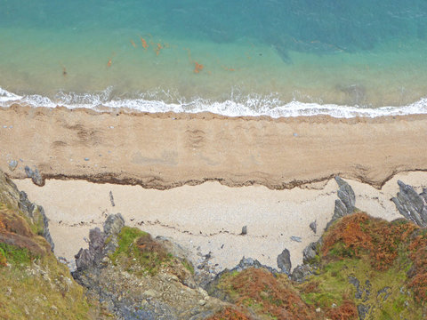 Aerial view of Beesands beach, Devon