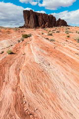 The Rock of Gibralter With The Striated Sandstone Slickrock of Fire Valley, Valley of Fire State Park, Nevada, USA