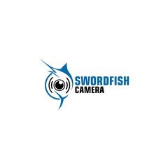 swordfish camera creative logo design vector