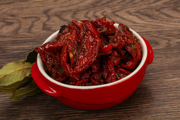 Dry tomato heap in the bowl