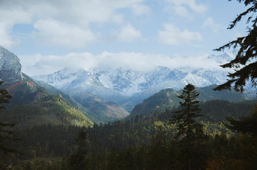 mountains and clouds
