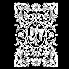 Vintage baroque frame scroll ornament engraving border floral retro pattern antique style acanthus foliage swirl decorative design element filigree calligraphy vector