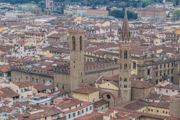 Fototapeta na wymiar Aerial view of Florence with Palazzo Vecchio in background
