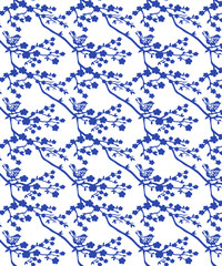 seamless pattern with blue flowers