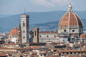 Fototapeta na wymiar Florence: Brunelleschi's dome and Giotto's bell tower seen from above