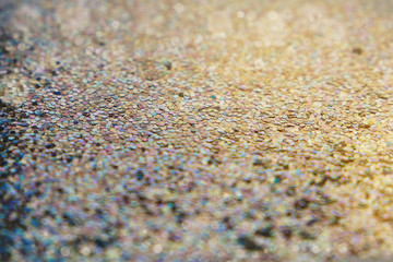 Abstract silver glitter sparkle background. Seasonal cooling light decorative design element. Selective focus