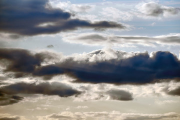 Beautiful summer landscape of bright blue sky with white clouds in the daytime. Clean air and atmosphere of the environment