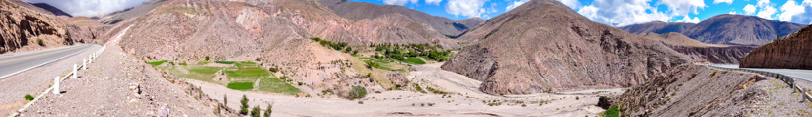 Panoramic view of Cuesta de Lipán road near Pumamarca in Argentina