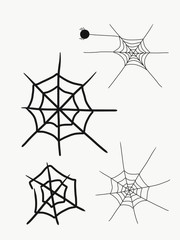 drawn cobwebs and spider. Halloween illustration