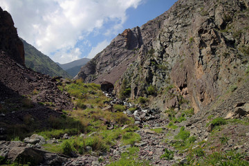 Scenic mountain river view, Tian Shan, Kyrgyzia