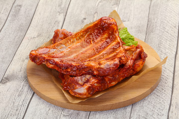 Raw marinated pork ribs