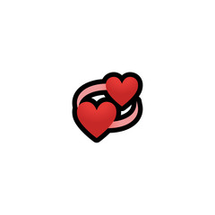 Revolving Hearts Vector Icon. Isolated Two Hearts Cartoon Love Style Emoji, Emoticon Red Heart Illustration	