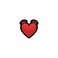 Beating Heart Vector Icon. Isolated Red Heart Cartoon Love Style Emoji, Emoticon Illustration	