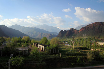 View of Karakol town by spring, Kyrgyzia