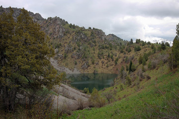 Obraz premium Scenic landscape view near Sary-Chelek Lake, Kyrgyzstan