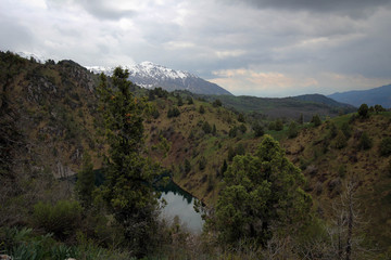 Scenic landscape view near Sary-Chelek Lake, Kyrgyzstan