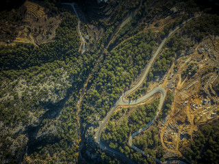 mountain road from a bird's-eye view