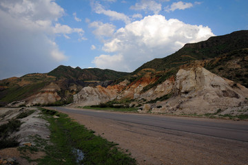 Chalk cliffs view near Uchkurt, Kyrgyzia
