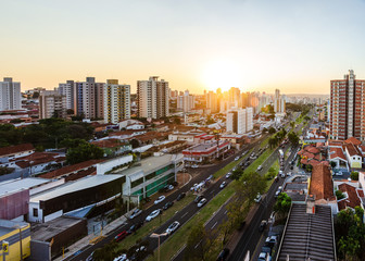 High view of Bauru with a tilt shift effect. Small miniature city.