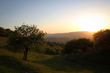 Jalal-Abad sunset panoramic view, Kyrgyzstan