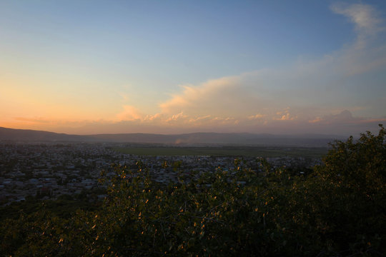 Jalal-Abad sunset panoramic view, Kyrgyzstan