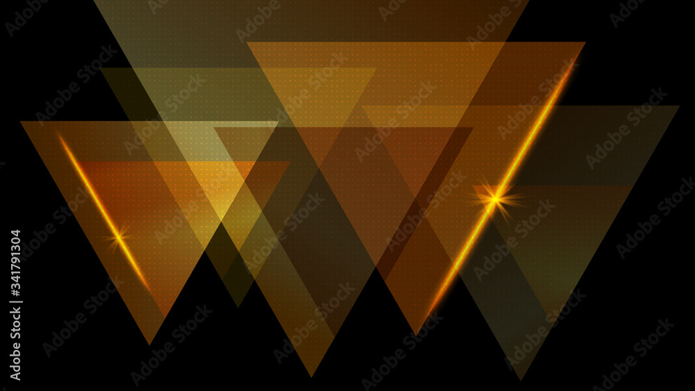 Poster Abstract geometric background with gold triangle shapes. Concept gold luxury retro style with dynamic composition for poster. Triangle geometry abstract vector illustration for header, banner, card.