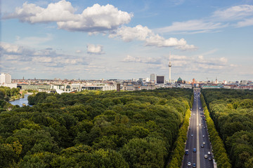Cityscape of Berlin and road in - obrazy, fototapety, plakaty