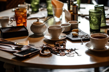 Still life with coffee and decorations