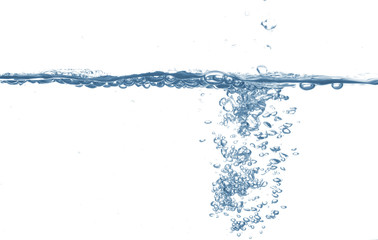 A stream of pure water falling over a white background.