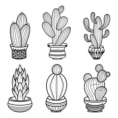 Sketch hand drawn cactus coloring