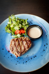 beef steak with salad