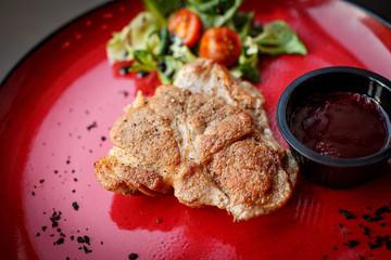beef steak with salad