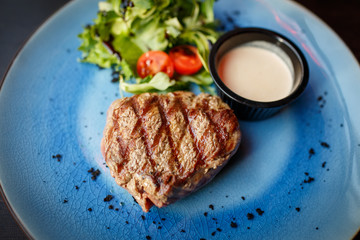 beef steak with salad
