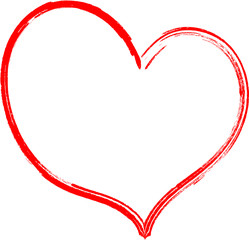 Red heart - outline drawing for an emblem or logo. Template for greeting card for Valentine's Day.