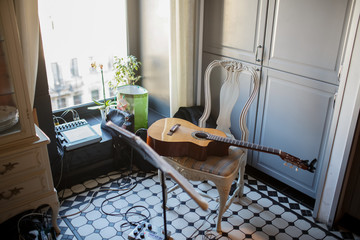guitar on a chair