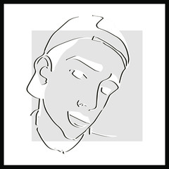 Linear work. Man. Vector illustration.