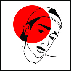 Linear work. Man. Vector illustration.