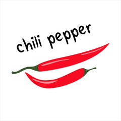 Red hot chili pepper isolated on a white background. Vector illustration in the cartoon style.