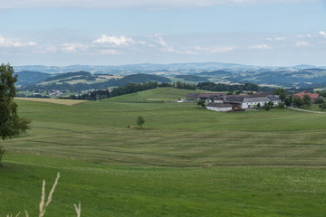 Fototapeta na wymiar Hügelige Landschaft - Idylle am Land