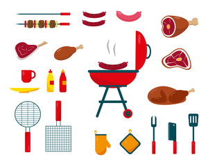 Barbecue food and equipment set