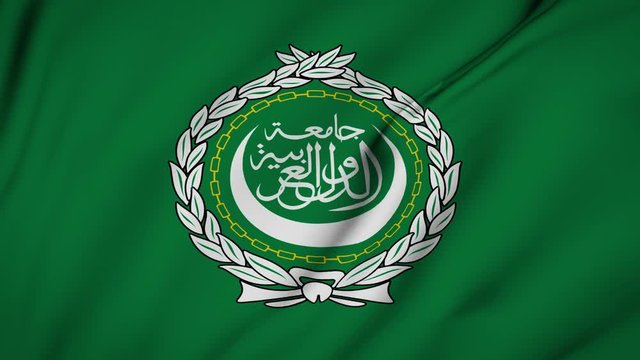 Arabic league flag is waving 3D animation. The arabic league flag waving in the wind. National flag of the arabic league. flag seamless loop animation. 4K